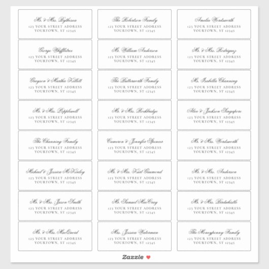 Elegantes Script Wedding Guest Address Labels (Blatt)