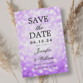 Elegantes Script Wedding Lila Bokeh Lights Save The Date