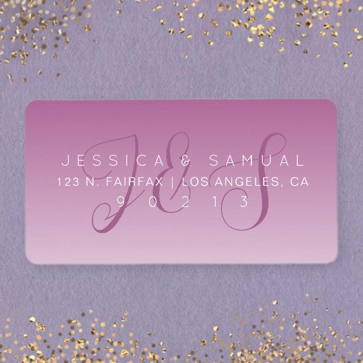 Elegantes Script Wedding Mauve Ombre Rücksendeadre Adressaufkleber