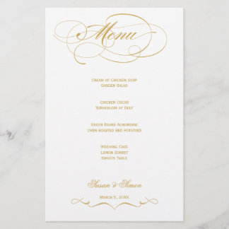 Elegantes Script Wedding Menu - Gold