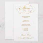 Elegantes Script Wedding Menu - Gold (Vorne/Hinten)