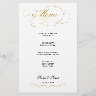 Elegantes Script Wedding Menu - Gold