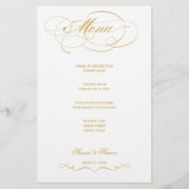 Elegantes Script Wedding Menu - Gold (Vorderseite)