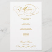 Elegantes Script Wedding Menu - Gold (Vorderseite)