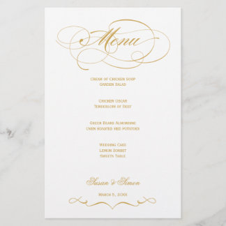 Elegantes Script Wedding Menu - Gold
