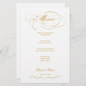 Elegantes Script Wedding Menu - Gold (Vorne/Hinten)