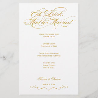Elegantes Script Wedding Menu - Gold