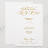 Elegantes Script Wedding Menu - Gold (Vorne/Hinten)