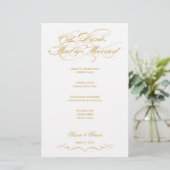 Elegantes Script Wedding Menu - Gold (Stehend Vorderseite)