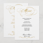 Elegantes Script Wedding Menu - Gold & Black Menükarte (Vorne/Hinten)
