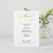 Elegantes Script Wedding Menu - Gold & Black Menükarte (Stehend Vorderseite)