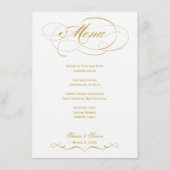 Elegantes Script Wedding Menu - Gold & Black Menükarte (Rückseite)