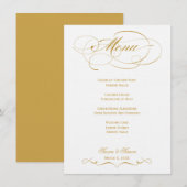 Elegantes Script Wedding Menu - Gold Menükarte (Vorne/Hinten)