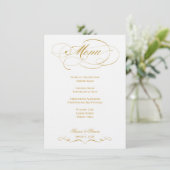 Elegantes Script Wedding Menu - Gold Menükarte (Stehend Vorderseite)