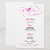 Elegantes Script Wedding Menu - Hellrosa (Vorne/Hinten)