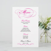 Elegantes Script Wedding Menu - Hellrosa (Stehend Vorderseite)