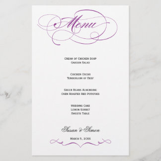 Elegantes Script Wedding Menu - Lila