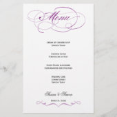 Elegantes Script Wedding Menu - Lila (Vorderseite)
