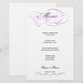 Elegantes Script Wedding Menu - Lila (Vorne/Hinten)