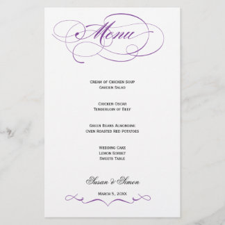 Elegantes Script Wedding Menu - Lila
