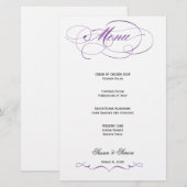 Elegantes Script Wedding Menu - Lila (Vorne/Hinten)