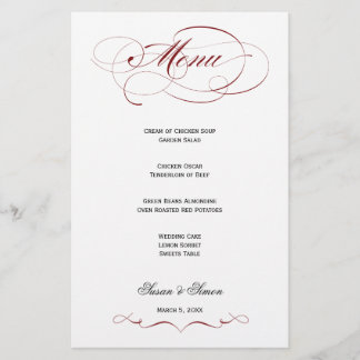 Elegantes Script Wedding Menu - Maroon