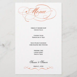 Elegantes Script Wedding Menu - Orange