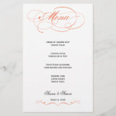 Elegantes Script Wedding Menu - Orange (Vorderseite)