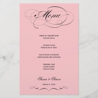 Elegantes Script Wedding Menu - Rosa Rosa