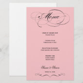 Elegantes Script Wedding Menu - Rosa Rosa (Vorne/Hinten)