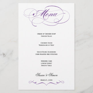 Elegantes Script Wedding Menu - Royal Lila