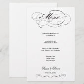 Elegantes Script Wedding Menu - Schwarz (Vorne/Hinten)