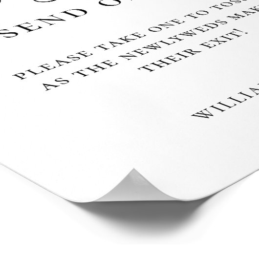 Elegantes Script Wedding Petal Toss Poster (Ecke)