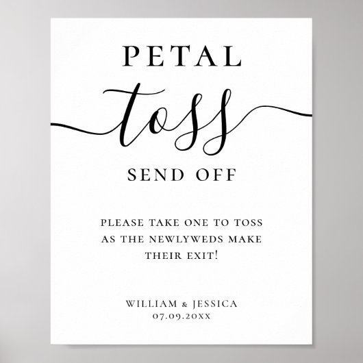 Elegantes Script Wedding Petal Toss Poster (Vorne)