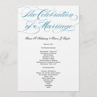 Elegantes Script Wedding Program - Blue Programm