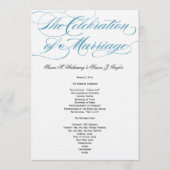 Elegantes Script Wedding Program - Blue Programm (Vorderseite)