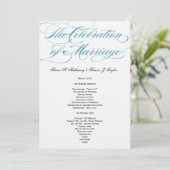 Elegantes Script Wedding Program - Blue Programm (Stehend Vorderseite)