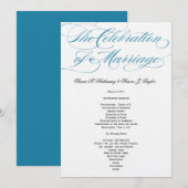 Elegantes Script Wedding Program - Blue Programm (Vorne/Hinten)