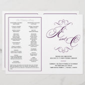 Elegantes Script Wedding Program - Eggplant Lila (Vorne/Hinten)