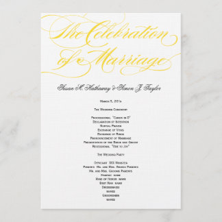 Elegantes Script Wedding Program - Gelb Programm