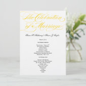 Elegantes Script Wedding Program - Gelb Programm (Stehend Vorderseite)