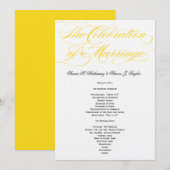 Elegantes Script Wedding Program - Gelb Programm (Vorne/Hinten)