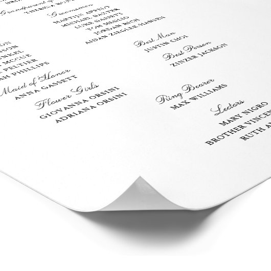 Elegantes Script Wedding Program Inside Download Poster (Ecke)