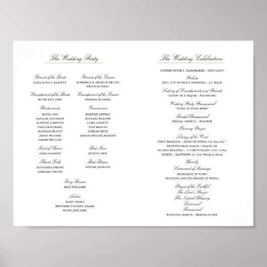 Elegantes Script Wedding Program Inside Download Poster (Vorne)