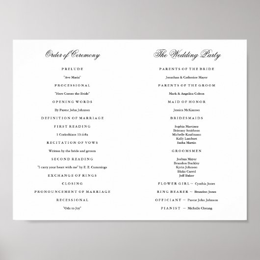 Elegantes Script Wedding Program Inside Download Poster (Vorne)