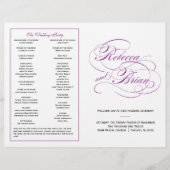 Elegantes Script Wedding Program - Lila (Vorderseite)