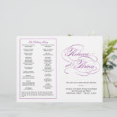 Elegantes Script Wedding Program - Lila (Stehend Vorderseite)