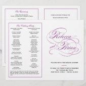 Elegantes Script Wedding Program - Lila (Vorne/Hinten)