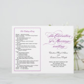 Elegantes Script Wedding Program - Lila (Stehend Vorderseite)