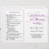 Elegantes Script Wedding Program - Lila (Vorne/Hinten)
